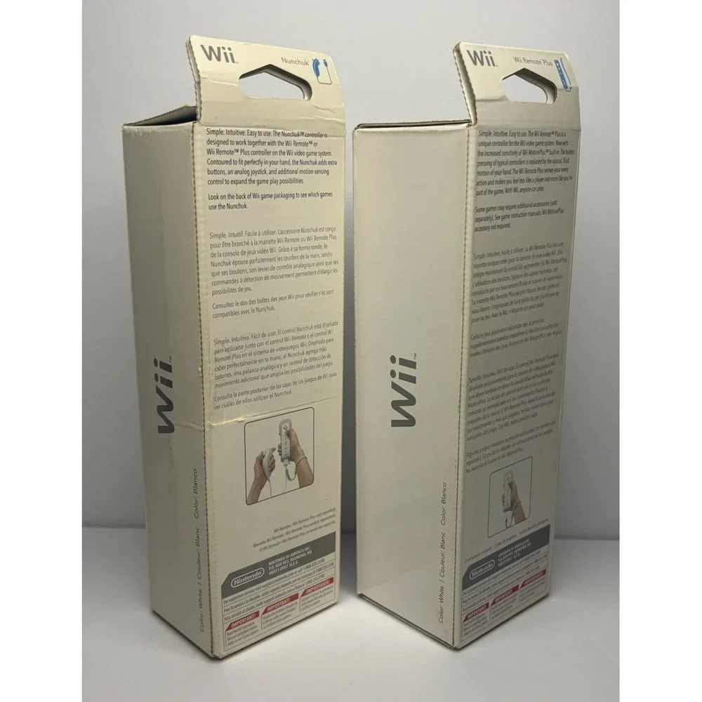 Nintendo Wii Remote Plus Controller and Nunchuck OEM Factory Sealed White MINT